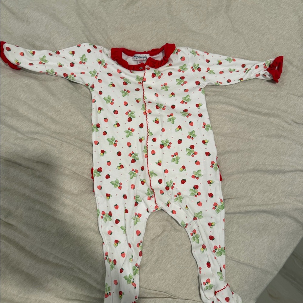 Magnolia Baby Strawberry Print Kids One Piece